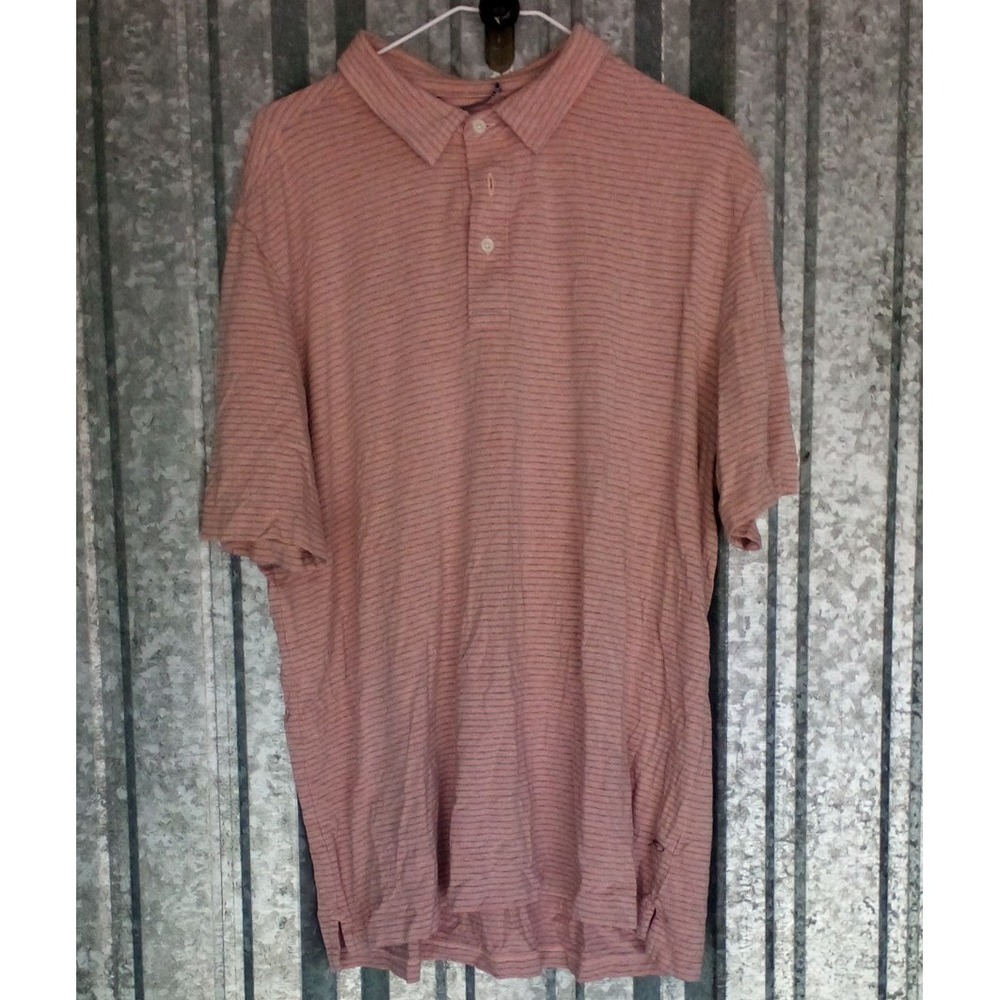 Faherty Polo Shirt Mens XL Pink Blue Striped Cotton Modal Stretch Athleisure